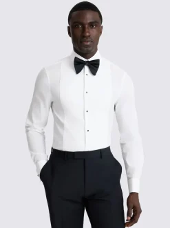 MOSS White Slim Marcella Bib Dress Shirt