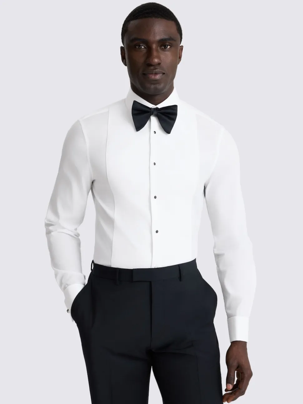 MOSS White Slim Marcella Bib Dress Shirt