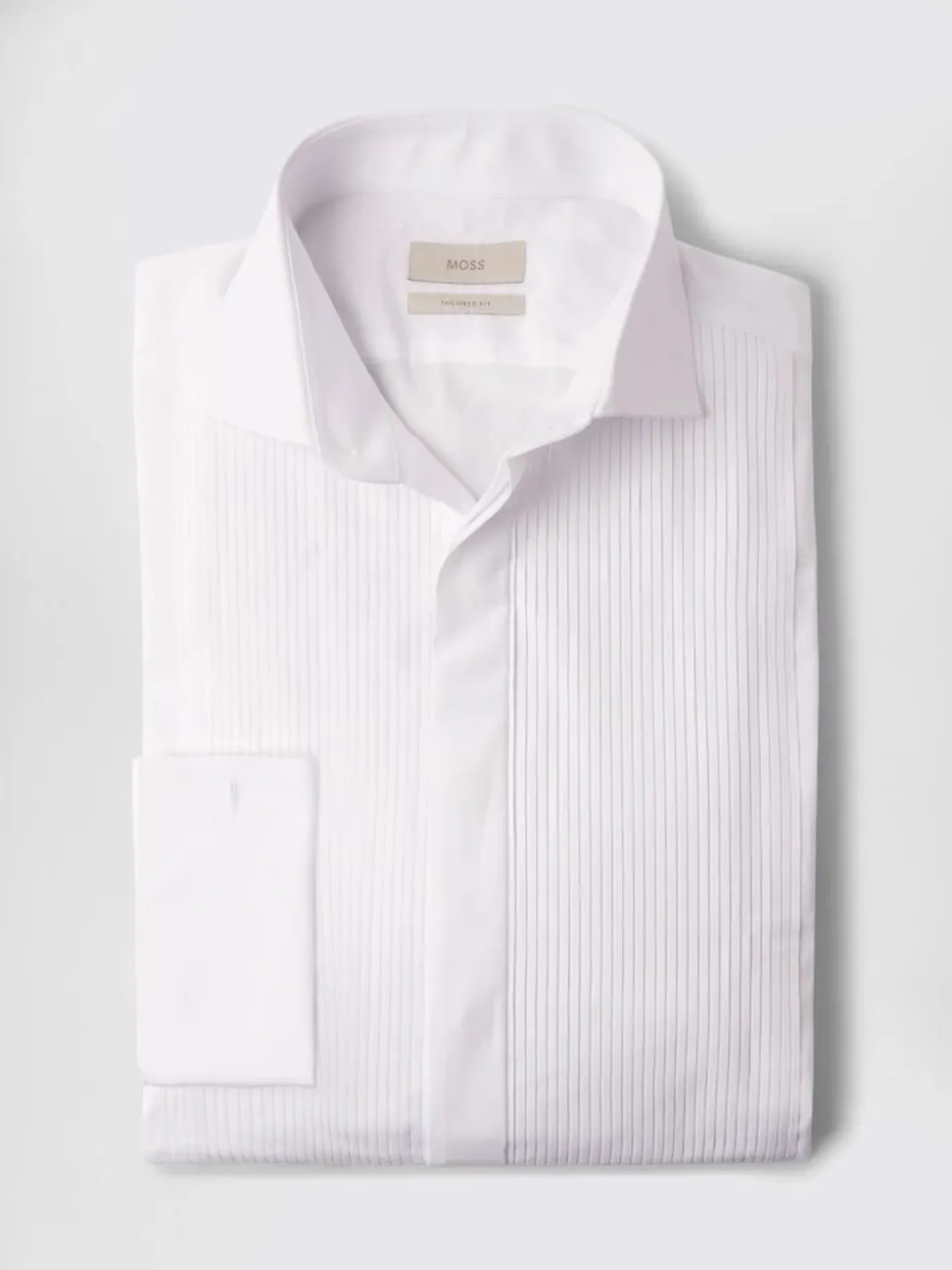 MOSS White Tailored Pleated Dress Shirt