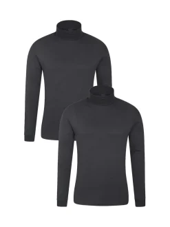 Mountain Warehouse Black Mens Meribel 100% Cotton Thermal Multipack Top