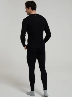 Mountain Warehouse Black Merino Mens Round Neck Thermal Top