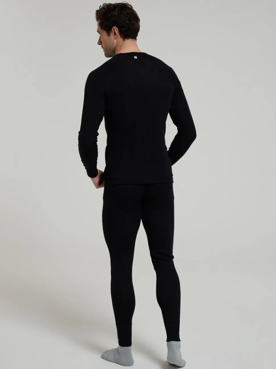Mountain Warehouse Black Merino Mens Round Neck Thermal Top