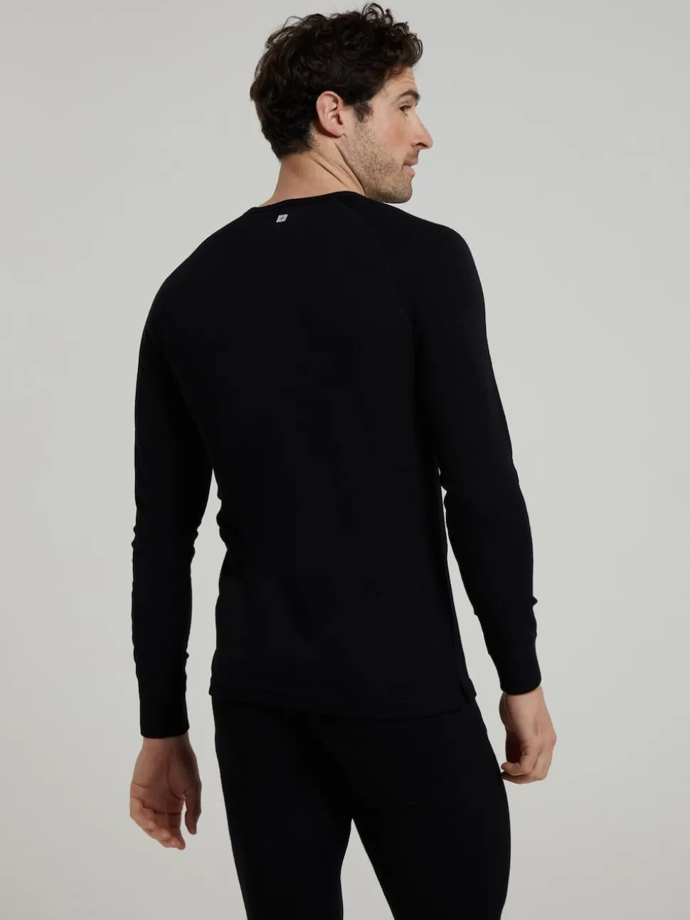 Mountain Warehouse Black Merino Mens Round Neck Thermal Top