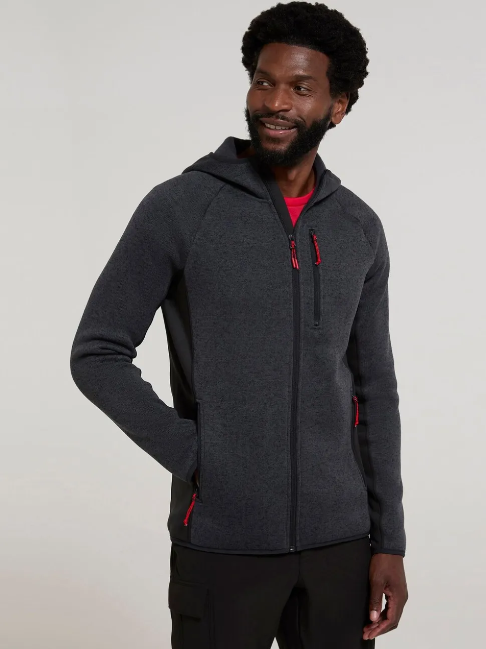 Mountain Warehouse Black Treston Mens Hooded Fleece