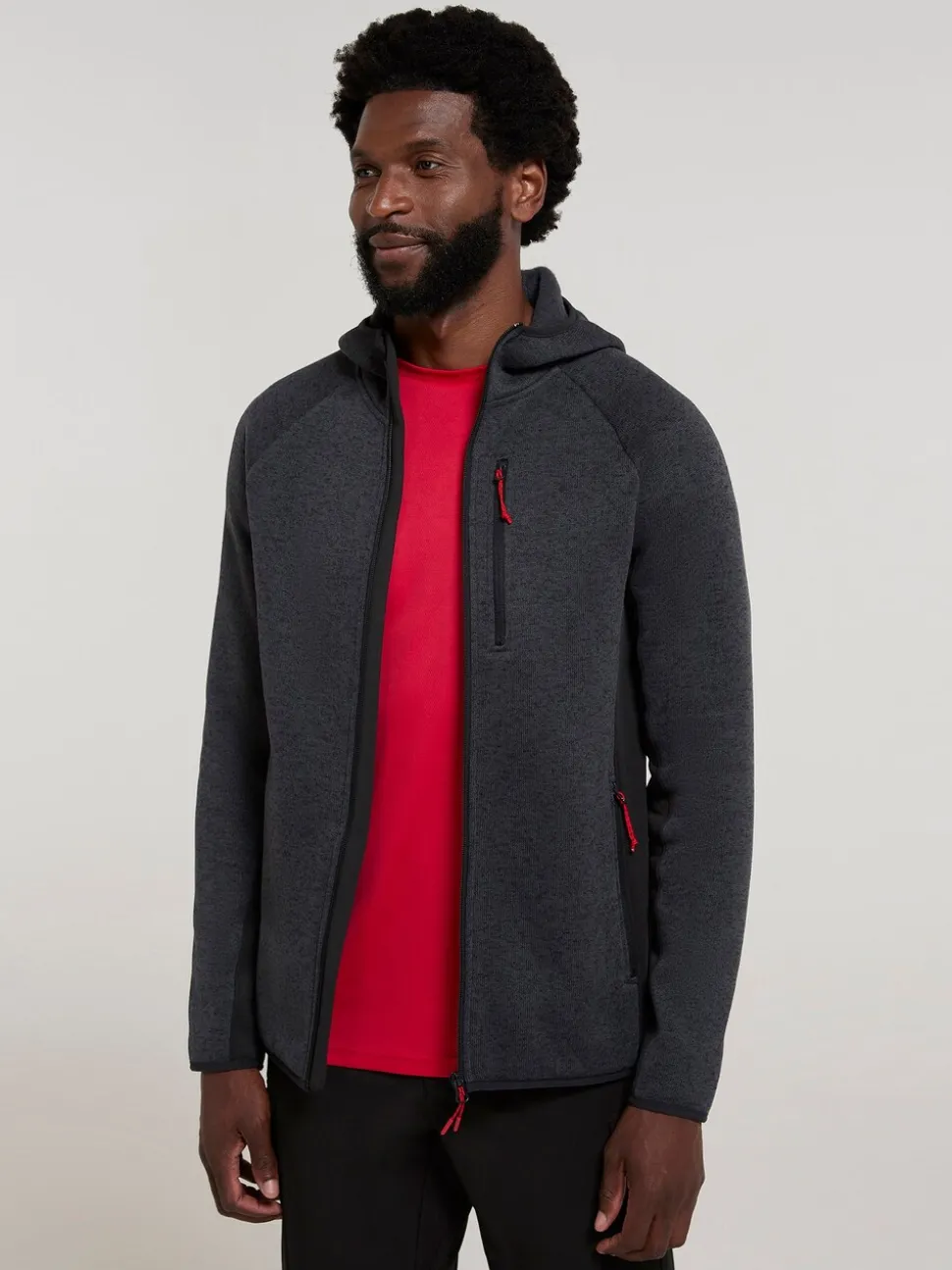 Mountain Warehouse Black Treston Mens Hooded Fleece