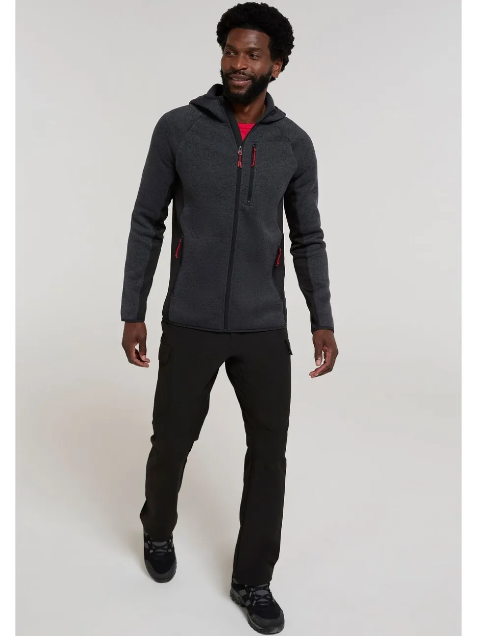 Mountain Warehouse Black Treston Mens Hooded Fleece