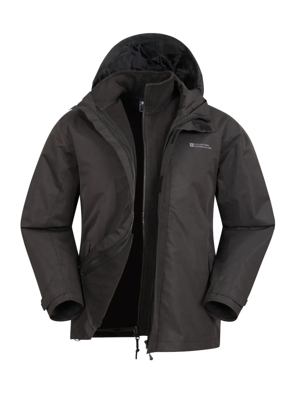 Mountain Warehouse Black Mens Fell 3-In-1 Water Resistant Jacket