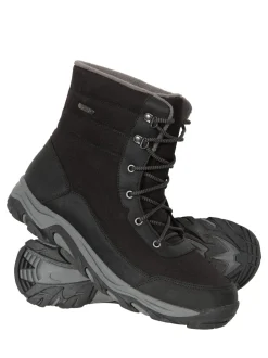 Mountain Warehouse Black Fleece Lined Snow Mens Boots