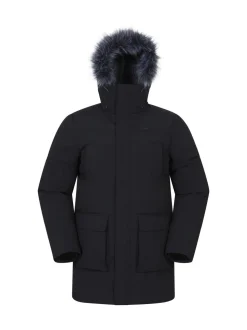 Mountain Warehouse Black Fern Mens Water Resistant Padded Parka Coat Jacket