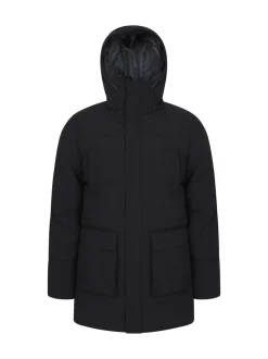 Mountain Warehouse Black Fern Mens Water Resistant Padded Parka Coat Jacket