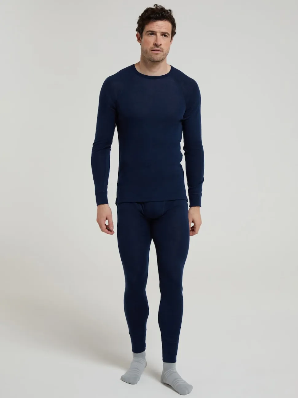 Mountain Warehouse Blue Merino Mens Round Neck Thermal Top
