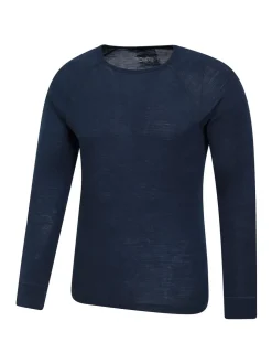 Mountain Warehouse Blue Merino Mens Round Neck Thermal Top