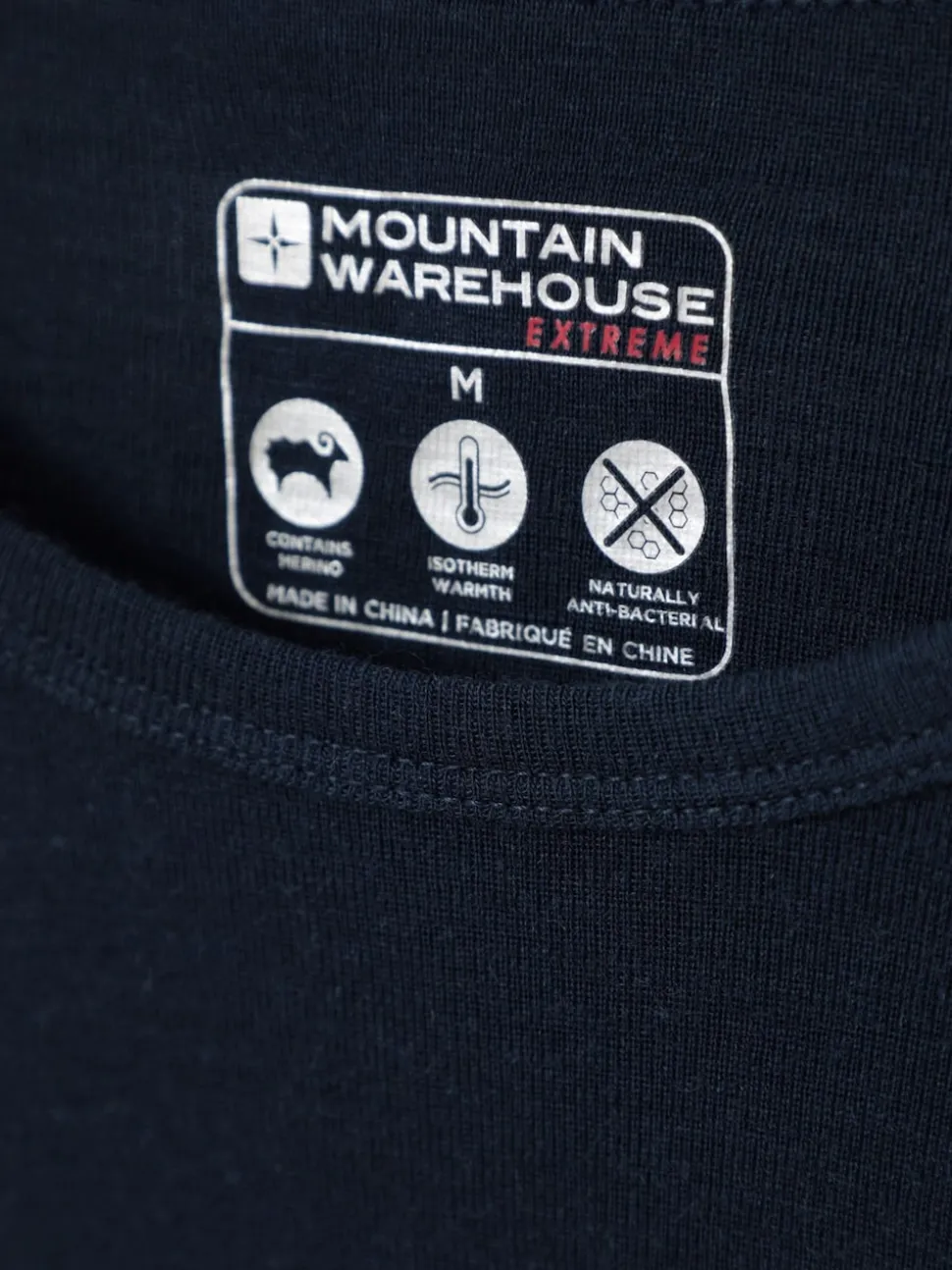 Mountain Warehouse Blue Merino Mens Round Neck Thermal Top
