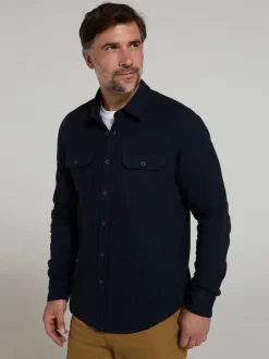 Mountain Warehouse Blue Marl Trace Mens Flannel Long Sleeve Shirt