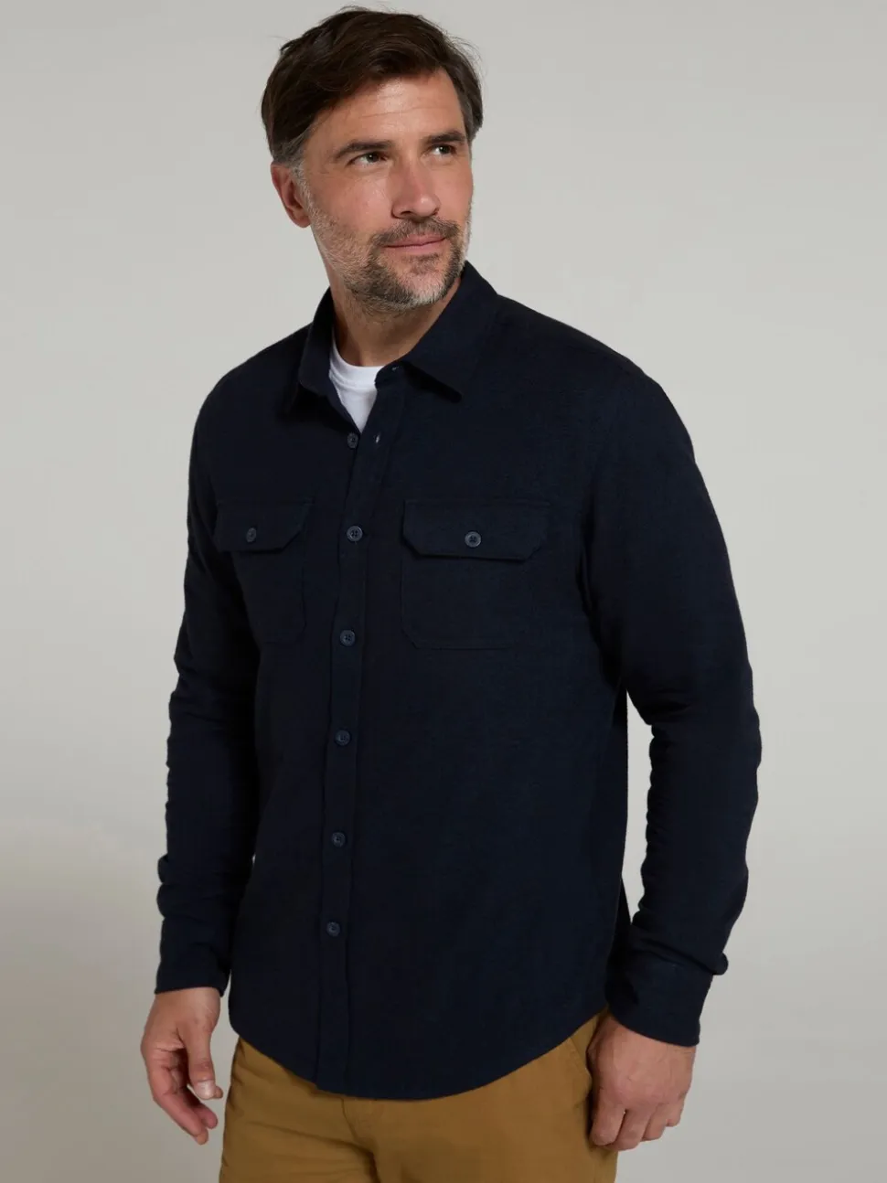 Mountain Warehouse Blue Marl Trace Mens Flannel Long Sleeve Shirt