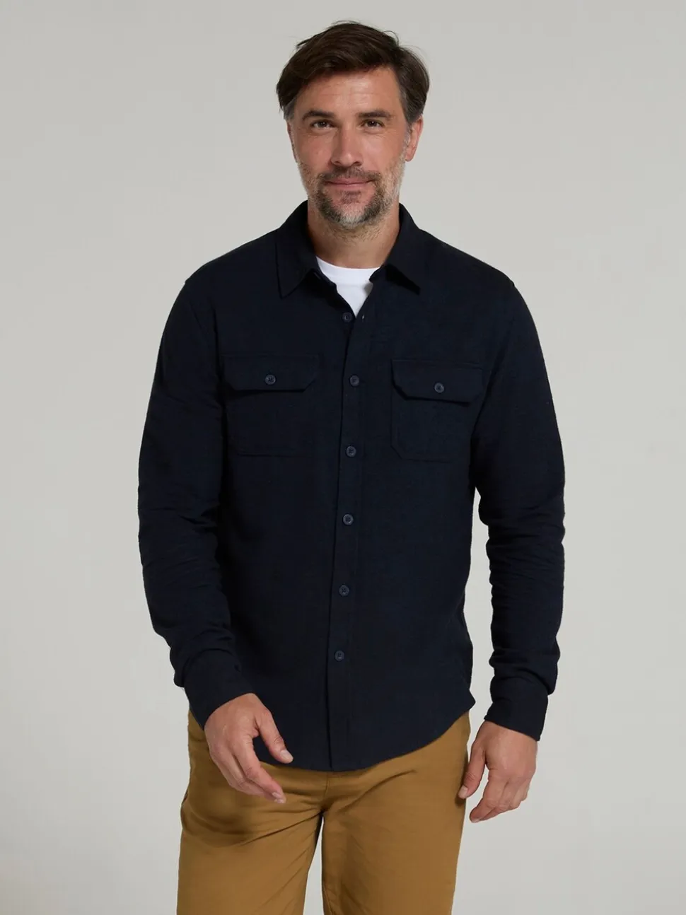 Mountain Warehouse Blue Marl Trace Mens Flannel Long Sleeve Shirt