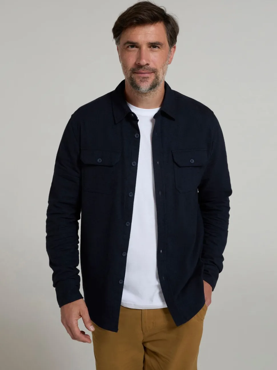 Mountain Warehouse Blue Marl Trace Mens Flannel Long Sleeve Shirt