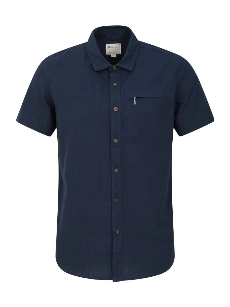 Mountain Warehouse Blue Mens Coconut Slub Texture Short Sleeve 100% Cotton Shirt