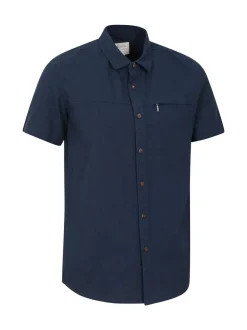 Mountain Warehouse Blue Mens Coconut Slub Texture Short Sleeve 100% Cotton Shirt