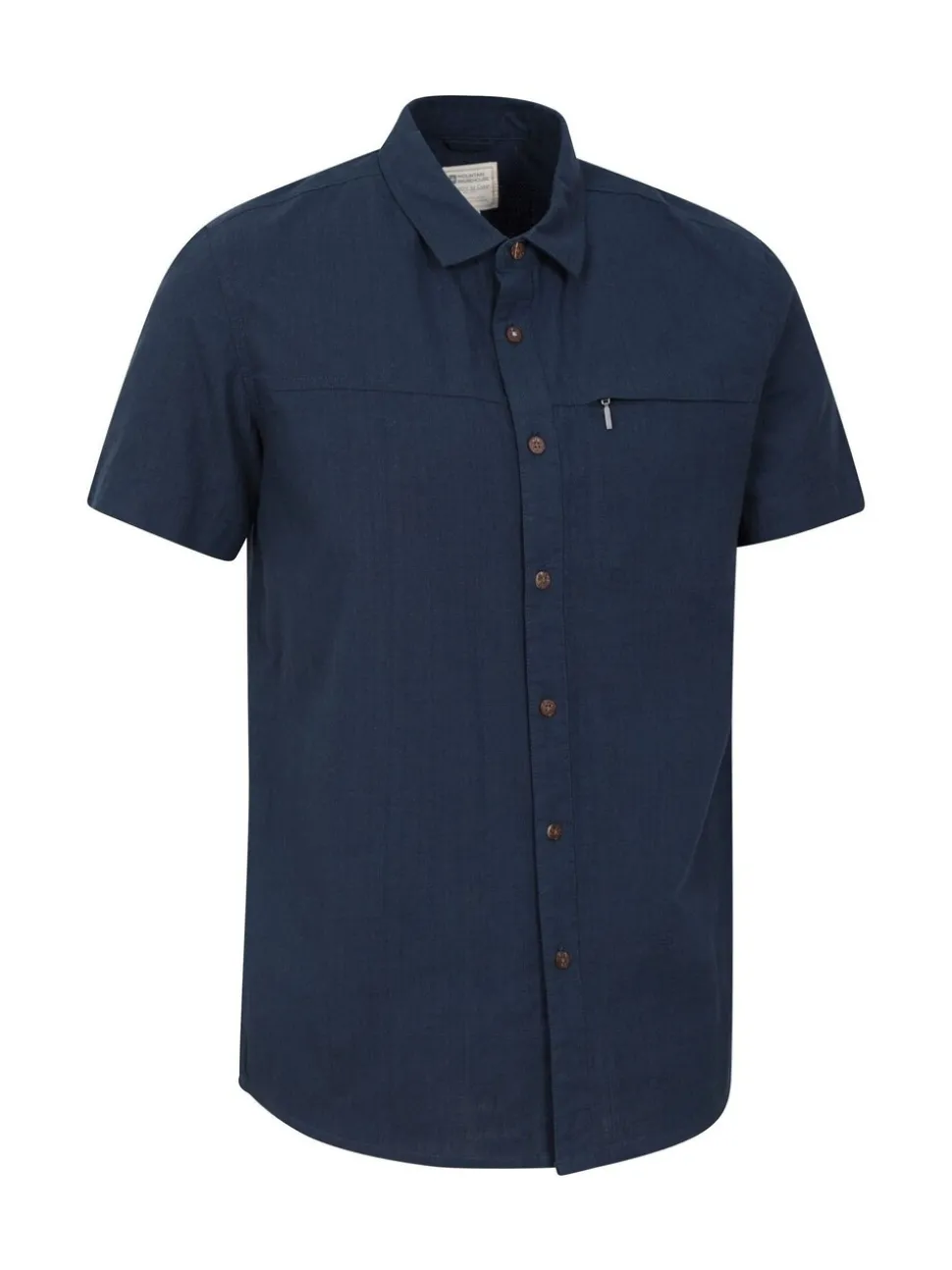 Mountain Warehouse Blue Mens Coconut Slub Texture Short Sleeve 100% Cotton Shirt
