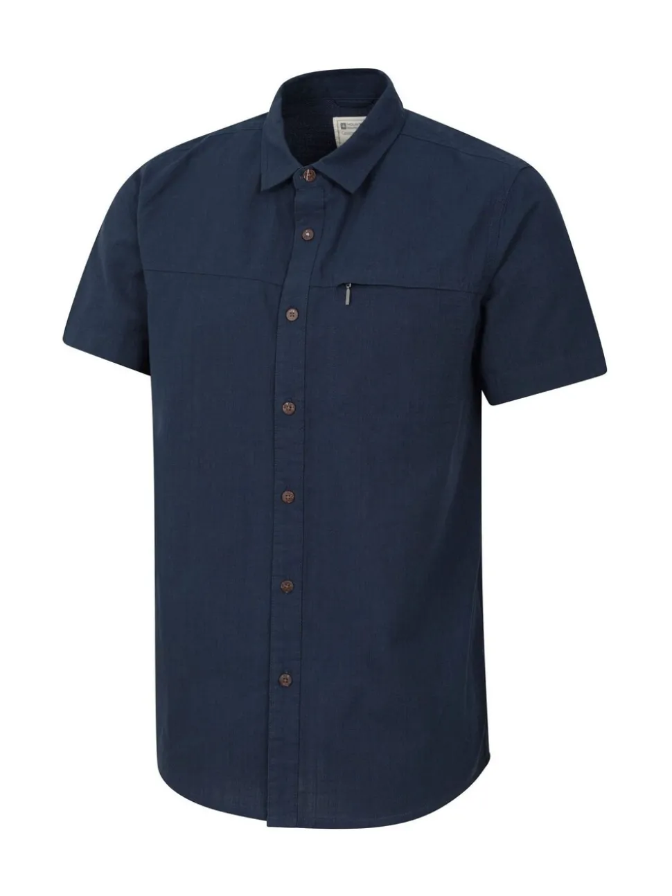 Mountain Warehouse Blue Mens Coconut Slub Texture Short Sleeve 100% Cotton Shirt