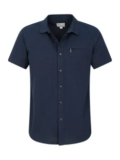 Mountain Warehouse Blue Mens Coconut Slub Texture Short Sleeve 100% Cotton Shirt