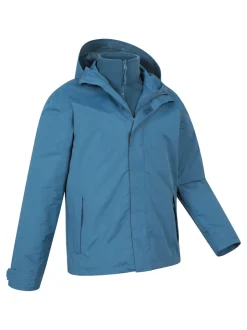 Mountain Warehouse Blue Marl Mens Fell 3-In-1 Water Resistant Jacket