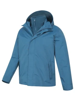 Mountain Warehouse Blue Marl Mens Fell 3-In-1 Water Resistant Jacket
