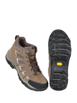 Mountain Warehouse Brown Mens Wide Fit Field Waterproof Vibram Walking Boots