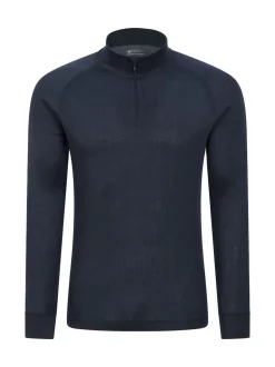 Mountain Warehouse Dark Blue Mens Talus Quarter Zip Thermal Top