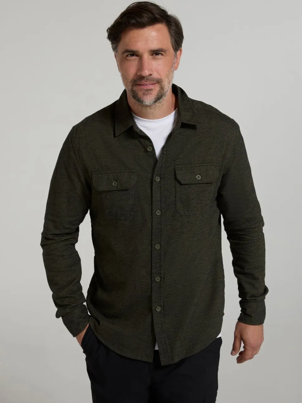 Mountain Warehouse Dark Green Trace Mens Flannel Long Sleeve Shirt