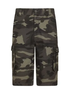 Mountain Warehouse Green Mens Camo 100% Cotton Lightweight Cargo Shorts