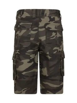Mountain Warehouse Green Mens Camo 100% Cotton Lightweight Cargo Shorts