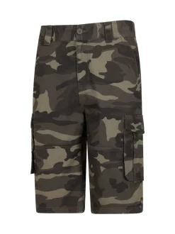 Mountain Warehouse Green Mens Camo 100% Cotton Lightweight Cargo Shorts