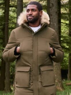 Mountain Warehouse Green Fern Mens Water Resistant Padded Parka Coat Jacket