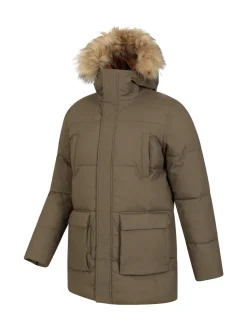 Mountain Warehouse Green Fern Mens Water Resistant Padded Parka Coat Jacket