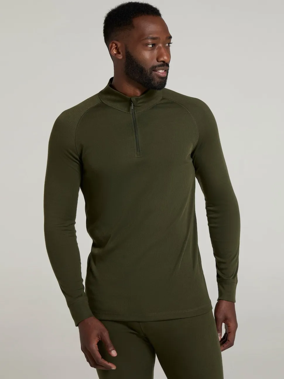 Mountain Warehouse Green Mens Talus Quarter Zip Thermal Top