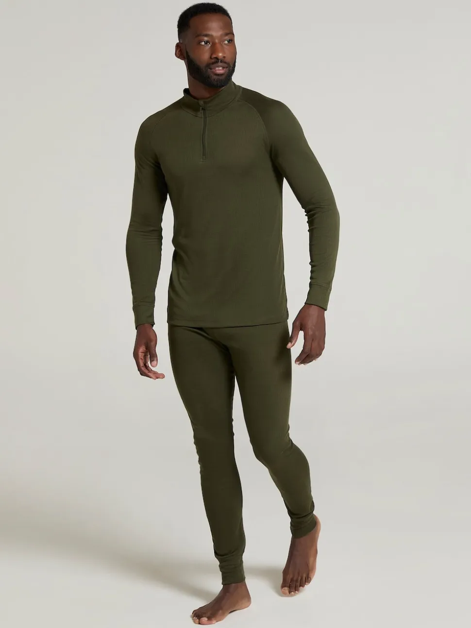 Mountain Warehouse Green Mens Talus Quarter Zip Thermal Top