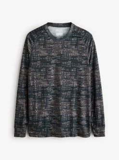 Mountain Warehouse Green/Grey Talus Mens Printed Thermal Top