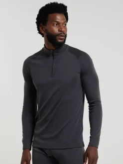 Mountain Warehouse Grey Mens Talus Quarter Zip Thermal Top