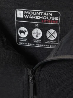 Mountain Warehouse Grey Mens Merino II Long Sleeve Quarter Zip Thermal Top