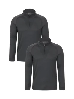 Mountain Warehouse Grey Talus Mens Base Layer Top 2-Pack