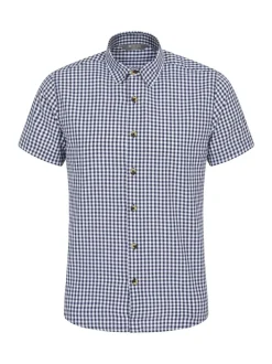 Mountain Warehouse Light Blue Weekender Mens 100% Cotton Short Sleeve Shirt