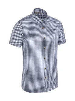 Mountain Warehouse Light Blue Weekender Mens 100% Cotton Short Sleeve Shirt