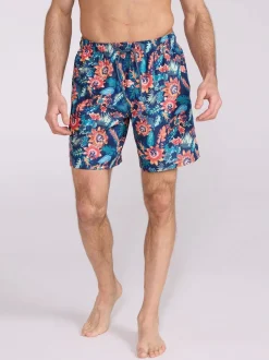 Mountain Warehouse Pink Mens Aruba Printed Quick Drying Swimshorts with UV Max Protection