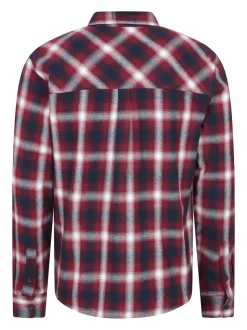 Mountain Warehouse Pink Trace Mens Flannel Long Sleeve Shirt