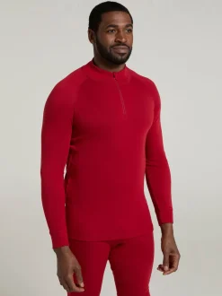 Mountain Warehouse Red Talus Long Sleeved Zip Neck Top