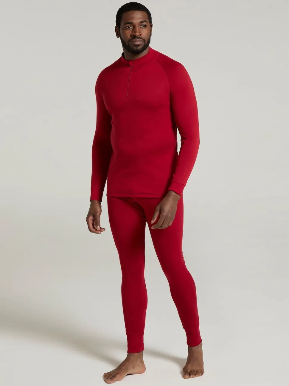 Mountain Warehouse Red Talus Long Sleeved Zip Neck Top