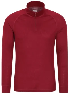 Mountain Warehouse Red Talus Long Sleeved Zip Neck Top