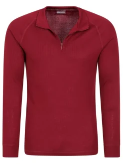 Mountain Warehouse Red Talus Long Sleeved Zip Neck Top